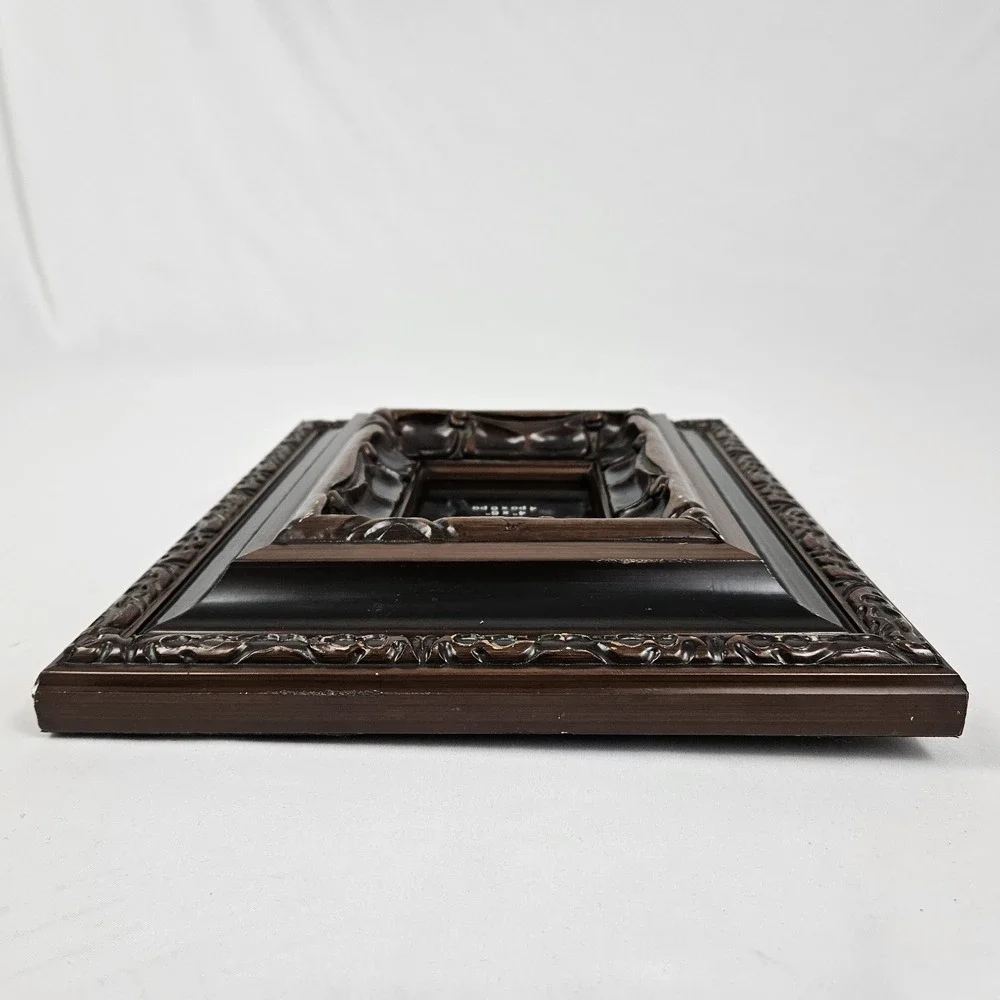 Vintage Bombay Deep Well Picture Frame Carved Mahogany 4x6 Ornate